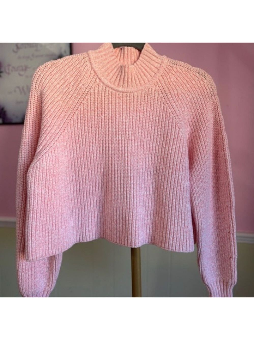 Club Monaco Pink Ribbed A-Line Sweater Small - Picture 5 of 7